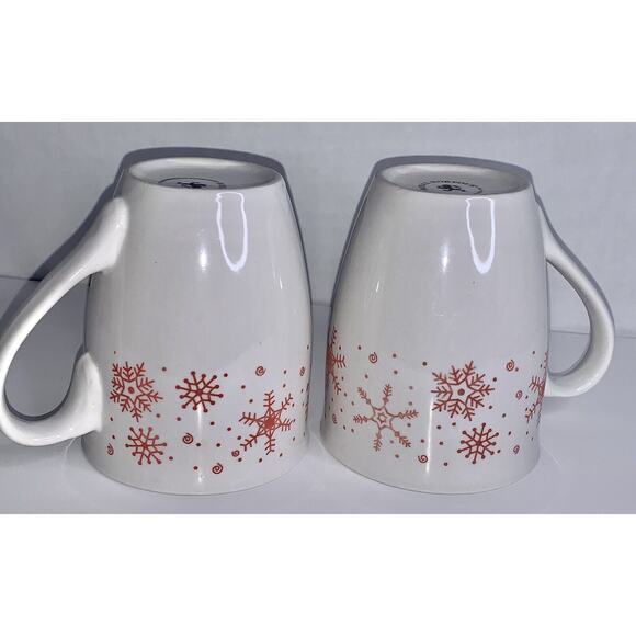 2 Royal Norfolk Winter White with Pink Snowflakes Coffee Mugs Hot Chocolate EUC - Picture 3 of 9